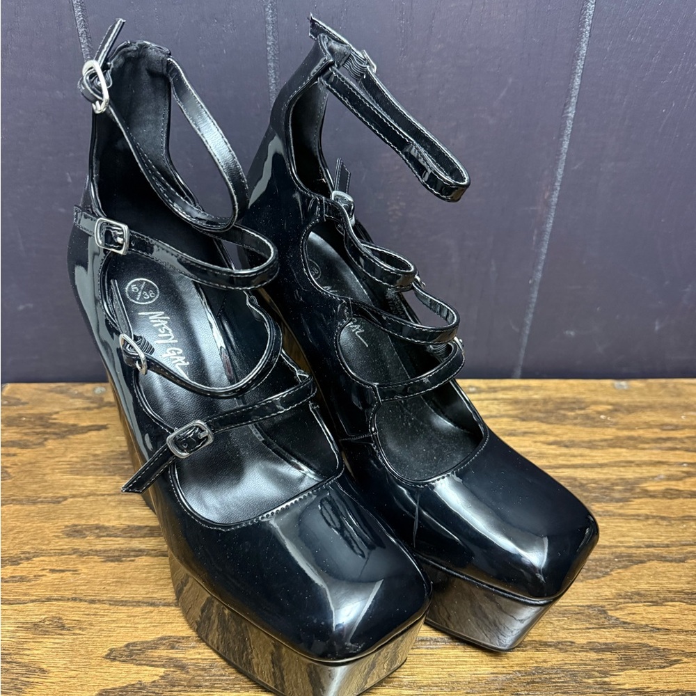 Nasty Gal Glossy Black Platform Shoes